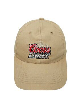 Coors Light Beer Hat Tan Strapback Dad Cap Mountain Embroidery Spellout Gorpcore